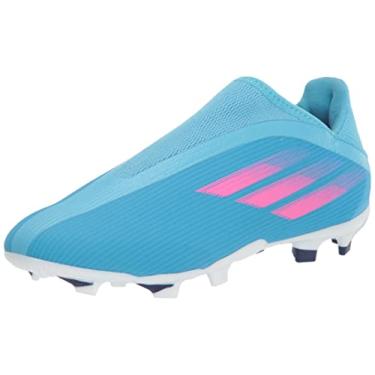 Imagem de adidas Unissex-Infantil X Speedflow.3 Sapato de Futebol Firme sem Laços, Sky Rush/Team Shock Pink/Branco, 11 Little Kid