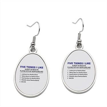 Imagem de Brinco Five Things I Like Newfoundland - Brincos com pingente para meninas - Presente de festa de aniversário dos namorados