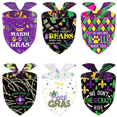 Imagem de Weewooday 6 peças bandana de cachorro carnaval 2025 cachecol coleira lenço ajustável triângulo acessórios de decoração