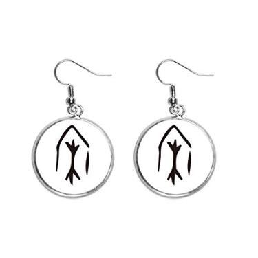 Imagem de Brinco feminino com inscrição óssea de sobrenome chinês com pingente de orelha de prata