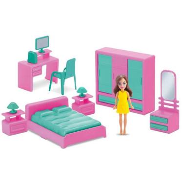 Imagem de Mini Quarto Infantil 8 pçs com boneca