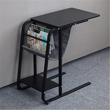 Imagem de YUHUAWF Mesa de computador multifuncional móvel mesa de laptop sala de estar sofá removível mesa lateral mesa de cama portátil mesa de moda com suportes de armazenamento, mesa de estudo de 4 cores (cor: salgueiro preto)