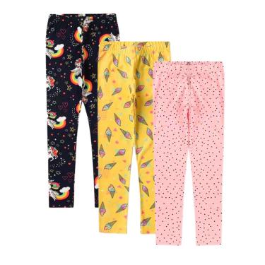 Imagem de Kit 03 Calças Legging Infantil Menina 2 a 12 anos Criança Leg