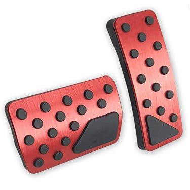 Imagem de LEXLEY 2 peças de pastilhas de freio a gás de alumínio antiderrapantes, capas de pedal acelerador sem perfuração para Dodge 2011-2021 Durango, Jeep 2011-2021 Grand Cherokee-RED