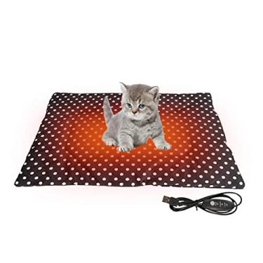 Imagem de Almofada de aquecimento para animais de estimação para Whelping Puppy Dog Cat 3 Temperatura Ajustável USB Cobertor Elétrico Quente Interior Tapete de Dormir Macio Confortável Capa de Lã lavável, Preto, 27 * 37 cm