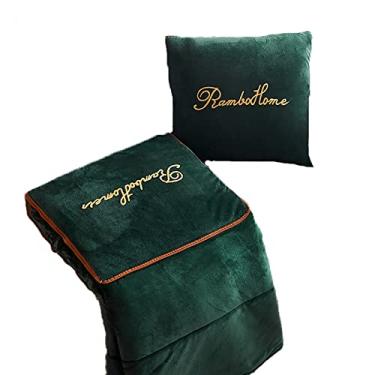 Imagem de Yajun Cobertor de almofada 2 em 1 para banco de cadeira carro escritório joelho colcha cobertores de ar condicionado de verão travesseiro de flanela decoração de casa, verde, 40 * 40 cm