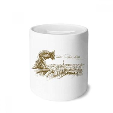Imagem de DIYthinker Monster Landmark Sketch Landscape Money Box Ceramic Coin Case Piggy Bank Gift