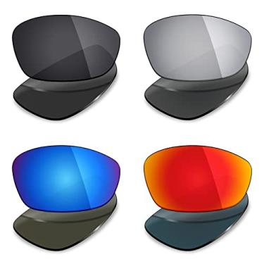 Imagem de 4 pares de lentes polarizadas de substituição Mryok para óculos de sol Oakley Twenty XX 2012 – Stealth preto/vermelho fogo/azul gelo/prata titânio