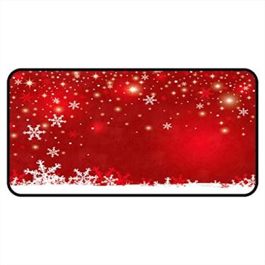 Imagem de Tapetes de cozinha vermelho Natal floco de neve área de cozinha tapetes e tapetes antiderrapante tapete de cozinha tapete de pé lavável para chão de cozinha escritório em casa pia lavanderia interior exterior 101,6 x 50,8 cm