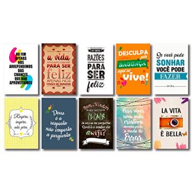 Imagem de Kit 10 Placas Decorativas Frases Mdf