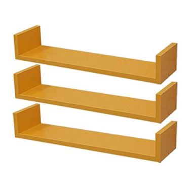 Imagem de Kit 3 Prateleiras U 100 x 25cm Amarela Suporte Invisível