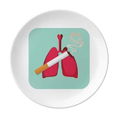 Imagem de Placa decorativa de porcelana Salver com logotipo para cigarro Damage The Lung