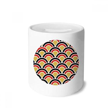 Imagem de DIYthinker Caixa quadrada vermelha dourada preta padrão caixa de dinheiro caixa de cerâmica porta-moedas presente de cofrinho