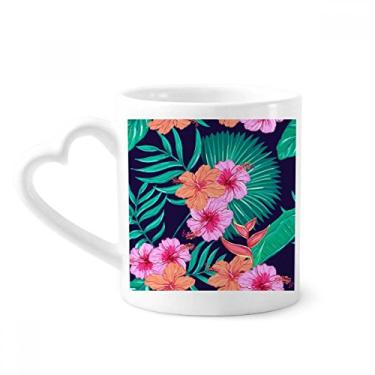 Imagem de Caneca de flor com folhas de céu azul café cerâmica copo de coração de vidro