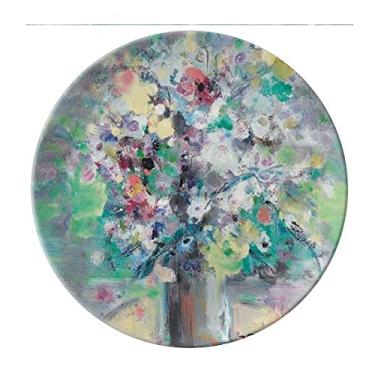 Imagem de Prato decorativo de porcelana para pintura a óleo de primavera com flores de natureza morta