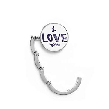 Imagem de Gancho de mesa com citação fofa I Love You para escrever à mão, gancho decorativo com fecho dobrável
