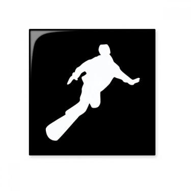 Imagem de Skateboarding Sport Black Outline Azulejo de cerâmica brilhante Decalque vitrificado Pedra adornada