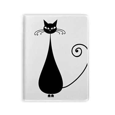 Imagem de Caderno de desenho de gato preto sentado, Halloween, desenho animal, capa de goma