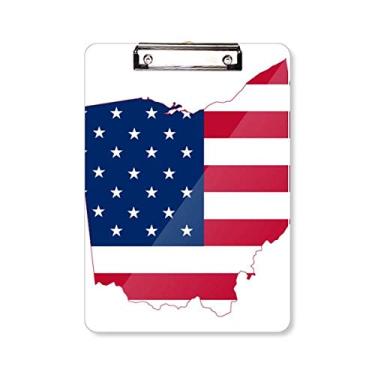 Imagem de Ohio Mapa dos EUA Estrelas Listras Bandeira Forma Prancheta Pasta Bloco de Escrita Placa de Apoio A4