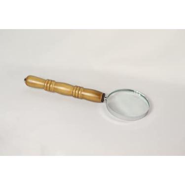 Imagem de Lupa de Aumento Decorativa Cabo Nogueira com Detalhe em Recouro 30cm Goods BR
