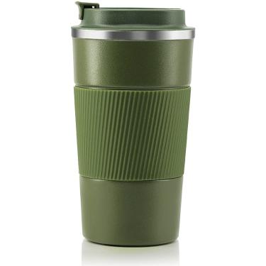 Imagem de Copo de café isolado de aço inoxidável, garrafa de água, caneca de viagem a vácuo de parede dupla, copo de tumbler com tampa deslizante (verde)