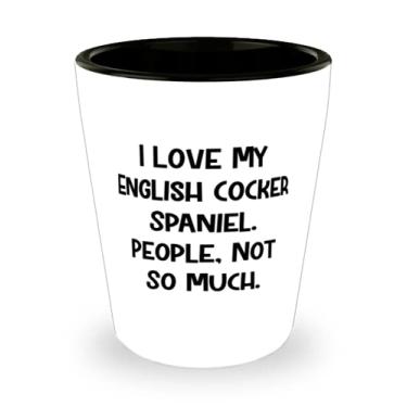 Imagem de Copo de shot para cães Cocker Spaniel inglês brilhante, I, presentes para amigos, presente de amigos, copo de cerâmica para cachorro Cocker Spaniel inglês