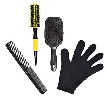 Imagem de KIT PROFISSIONAL ESCOVAS TERMICAS PENTE CARBONO LUVA TERMICA