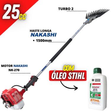 Imagem de Derriçador de Café Nakashi Com Braço Longo de 1500mm Motor NK270 Á Gasolina e Kit Turbo 2 de Garra Forte + 01 Óleo Castrol Stihl Lubrificante 2 Tempos