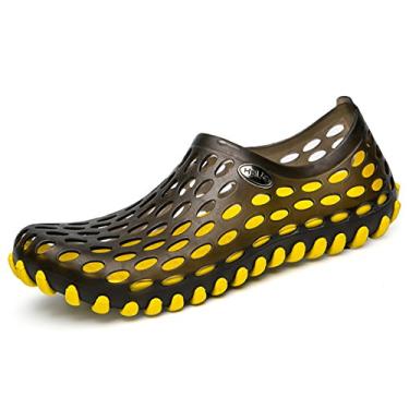 Imagem de Sandália masculina clapzovr Chuveiro Sapatos de água Praia Sapato de natação Piscina Rio Clogs de jardim confortável, Amarelo, 8