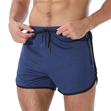 Imagem de Shorts de corrida masculino com bolsos para treino de ioga, corrida, shorts esportivos 2 em 1, shorts esportivos com bolso com zíper e bolsos