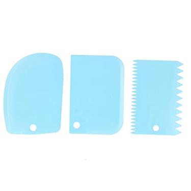 Imagem de QANYEGN Conjunto De 3 Raspadores De Creme Para Bolos, Raspador De Massa, Raspador De Bancada, Cortador De Massa Pastosa, Ferramenta De Cozinha E Cozimento(azul)