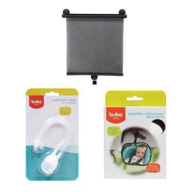 Imagem de Kit Bebe Quebra Sol + Aspirador Nasal E Espelho Retrovisor
