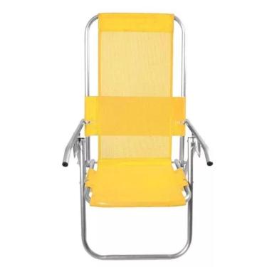 Imagem de Cadeira De Praia Alumínio Reclinável Reforçada 150kg- amarelo