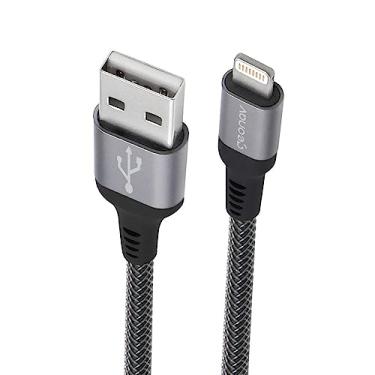 Imagem de Geonav Cabo iPhone, iPad, iPod Lightning conector original Mfi Apple, nylon trançado reforçado, 2MT, LIGH08, Cinza