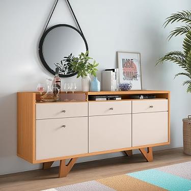 Imagem de Buffet Aparador Decorativo Noeli com Bandeja Lateral Cinamomo/Off White G26 - Gran Belo