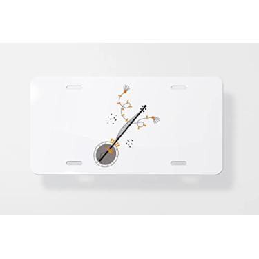 Imagem de Instrumento musical banjo com decoração para diferentes designs capa para placa de carro – Capa para placa de carro – Capa para placa de carro 15 x 30 cm