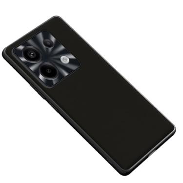 Imagem de HAZARA Capa fina para Xiaomi 14/14 Pro, capa de couro empresarial capa de proteção de lente de metal suporte capa de carregamento sem fio, preto, 14