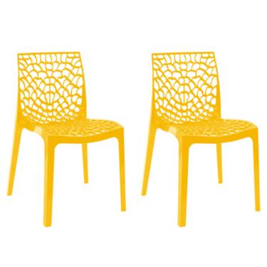 Imagem de Kit com 2 Cadeiras Gruvyer Estrutura em Polipropileno Fratini - Amarelo