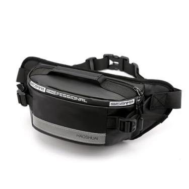 Imagem de TOKSHOP Pochete Masculina De Cintura Multifuncional Impermeável para Motoqueiro Porta Celular Documentos com Trava (Preto)