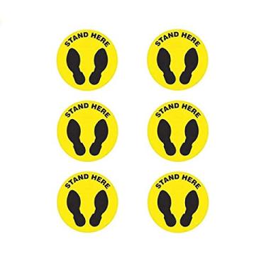 Imagem de LiteMark Placas de carpete circulares | Fique aqui | Distanciamento social (6, grande - 30,5 cm)