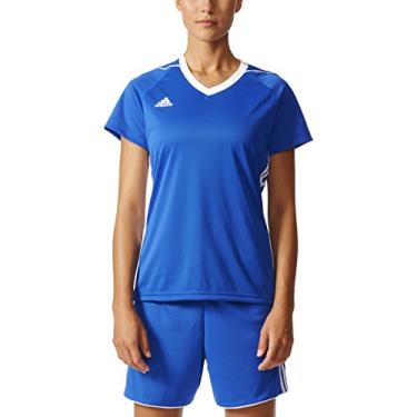 Imagem de Camiseta feminina com estampa linear da Adidas, Bold Blue-white, Medium