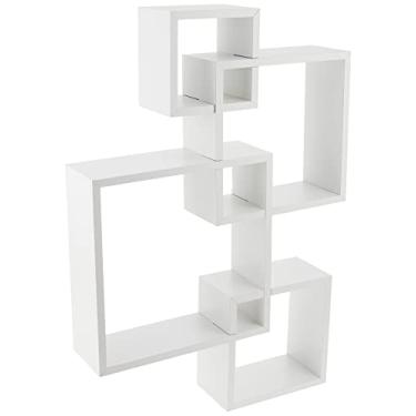 Imagem de Greenco 4 prateleiras de cubo intersector, prateleiras flutuantes fáceis de montar, para quartos e salas de estar, acabamento branco