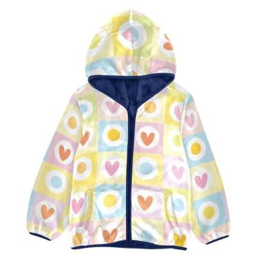 Imagem de KLL Jaqueta de lã xadrez moda estampa geométrica meninos outono jaqueta infantil meninas casaco azul marinho bebê zíper jaqueta 3T, Padrão geométrico da moda xadrez, 9-10 Years