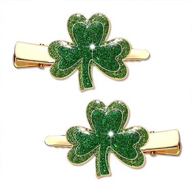 Imagem de Grampos de cabelo para o dia de São Patrício com strass e folhas verdes para mulheres grampos de cabelo trevo da sorte acessório de cabelo para fantasia presentes de festa de feriado (trevo 1)
