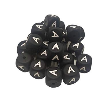 Imagem de Arakierst 50 peças de contas quadradas de silicone com letras do alfabeto 12 mm contas de pérola de silicone fazem nome para fazer joias, faça você mesmo, colar de miçangas para mãe