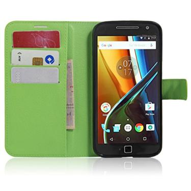 Imagem de Capa para Moto G4 Plus, carteira flip de couro PU premium com compartimento para cartão, suporte e fecho magnético [capa interna de TPU à prova de choque] Compatível com Moto G4 Plus