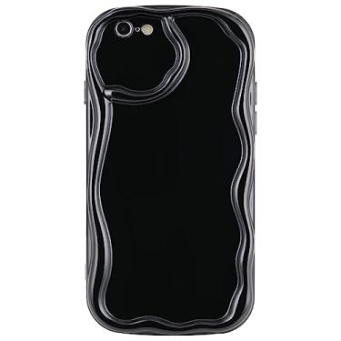 Imagem de Cyberowl Capa protetora para celular compatível com iPhone 6/6S 4,7 polegadas fofa Kawaii encaracolado em formato de moldura de silicone macio à prova de choque para mulheres meninas preta
