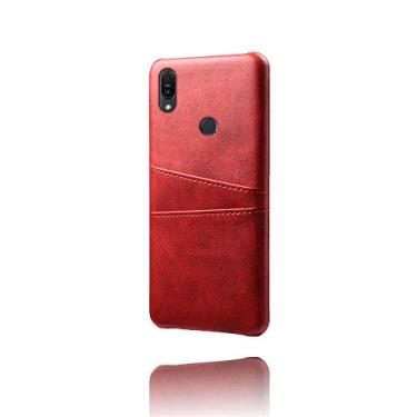 Imagem de INSOLKIDON Compatível com Asus Zenfone MAX PRO (M1) ZB602KL / ZB601KL Capa de couro PC Scrub Hard Shell Card Back Cover Phone Protective Shell Protection Antiderrapante à prova de arranhões (vermelho)