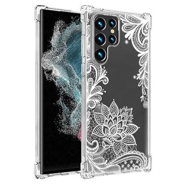 Imagem de Sidande Capa para Galaxy S22 Ultra, Capa para Samsung S22 Ultra 5G SM-S908U para meninas e mulheres, capa protetora fina de TPU flexível e floral transparente para Samsung Galaxy S22 Ultra 5G