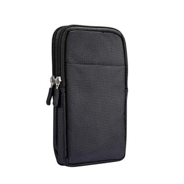 Imagem de Bolsa de cintura masculina para smartphone com zíper, coldre para celular, carteira com mosquetão para cinto para esportes ao ar livre e viagens